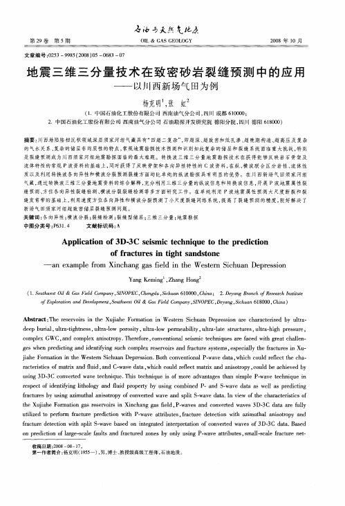 地震三维三分量技术在致密砂岩裂缝预测中的应用——以川西新场气田为例