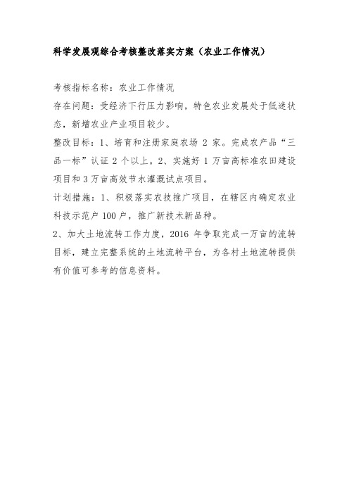 科学发展观综合考核整改落实方案