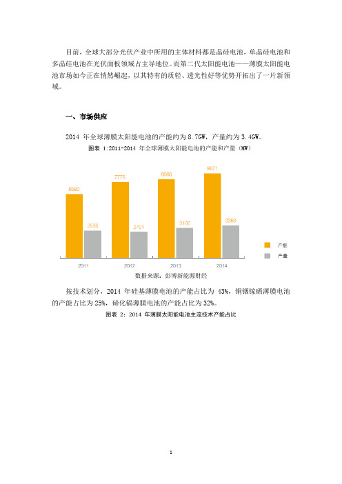 2014 -2015年薄膜太阳能电池市场分析