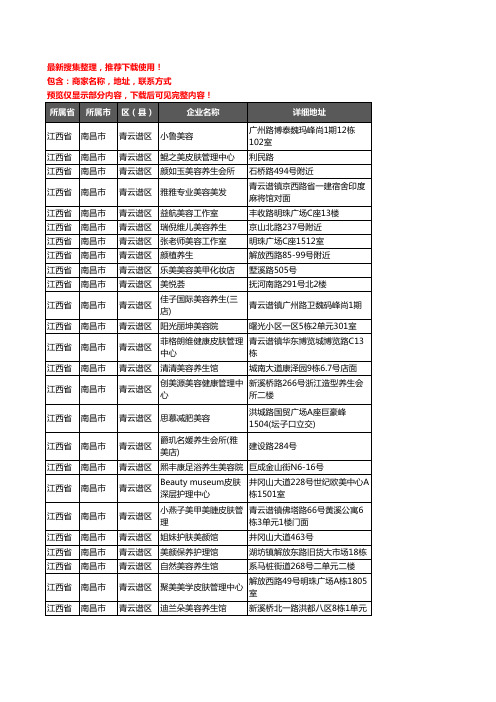 新版江西省南昌市青云谱区美容院企业公司商家户名录单联系方式地址大全132家