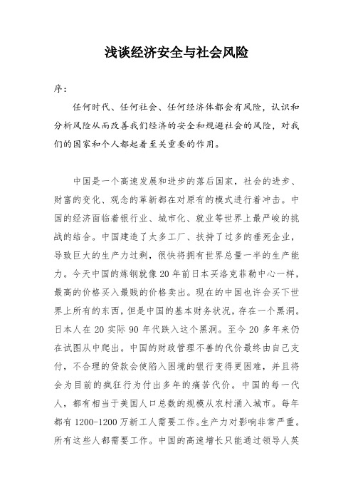 经济安全与社会风险分析