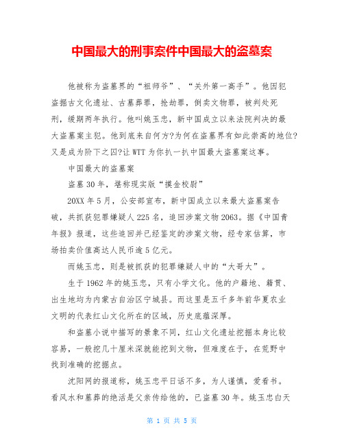 中国最大的刑事案件中国最大的盗墓案