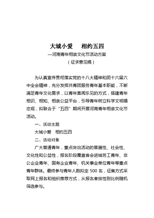 河南青年相亲文化节方案