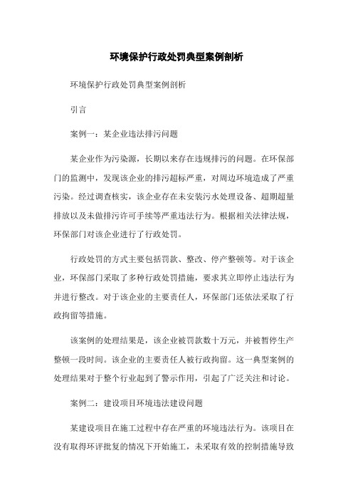 环境保护行政处罚典型案例剖析