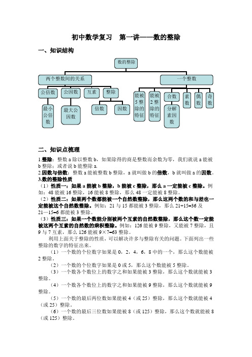 初中数学复习第一讲 数的整除