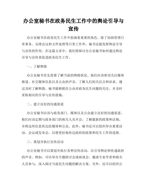 办公室秘书在政务民生工作中的舆论引导与宣传