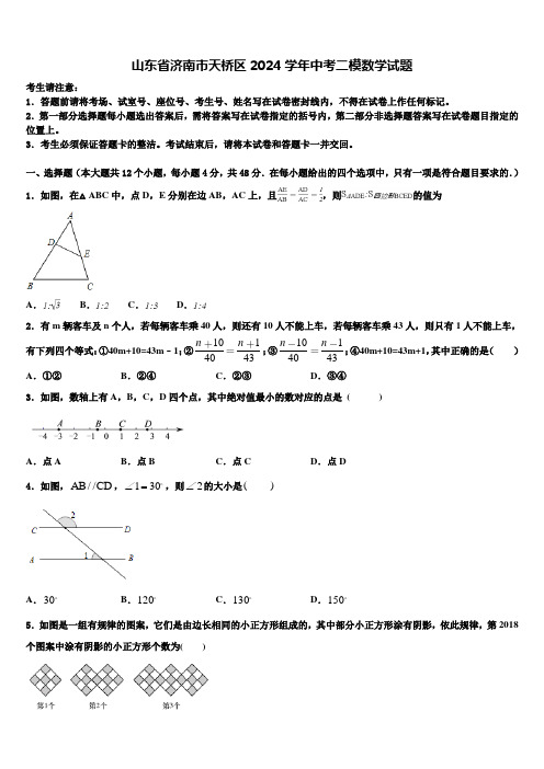 山东省济南市天桥区2024届中考二模数学试题含解析