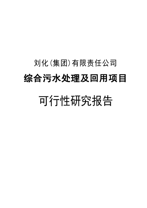 污水处理及回用项目可行性研究报告全