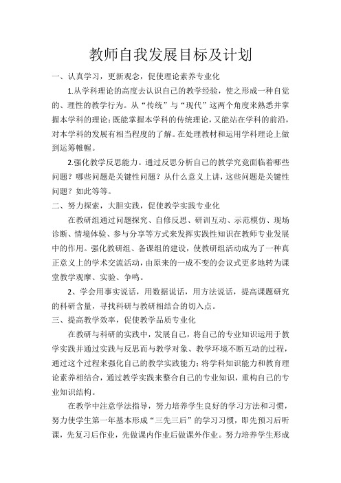 教师自我发展目标及计划教案课件