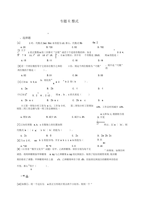 初中数学竞赛专题4：整式