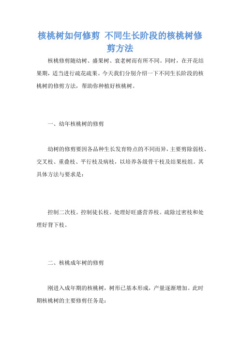 核桃树如何修剪 不同生长阶段的核桃树修剪方法