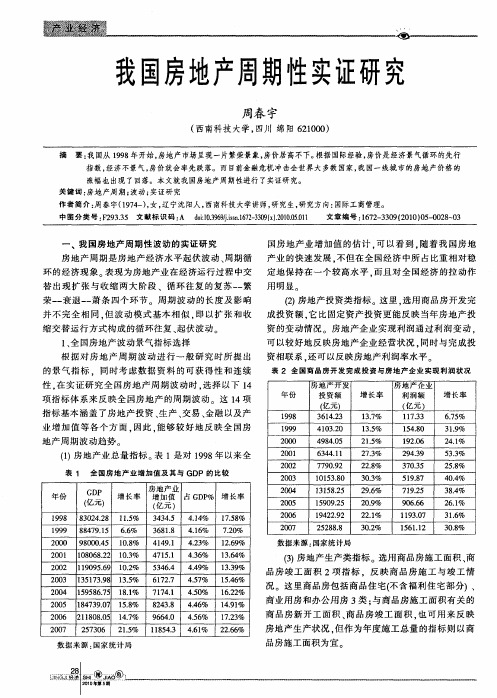 我国房地产周期性实证研究