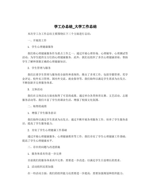 学工办总结_大学工作总结