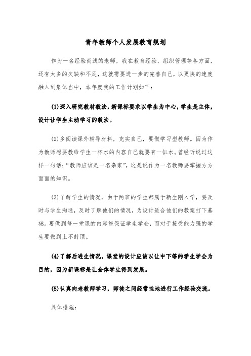 青年教师个人发展教育规划（四篇）