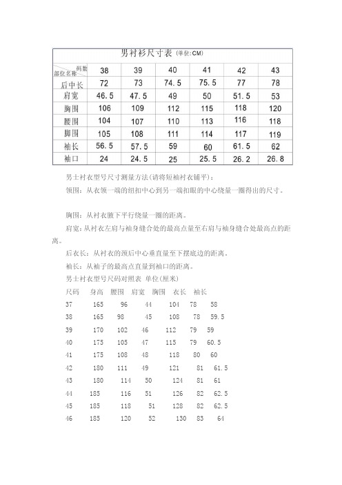 男士衬衣型号尺寸测量方法[指南]