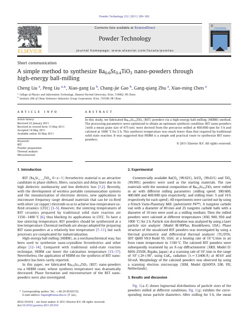 A simple method to synthesize Ba0.6Sr0.4TiO3 nano-powders through