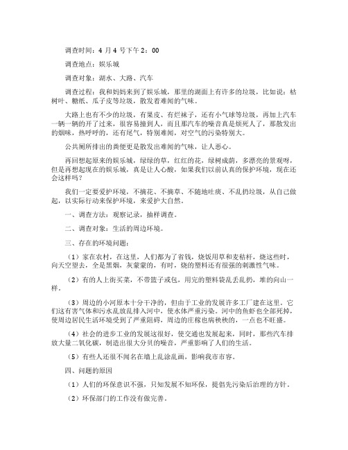 环境污染调查报告