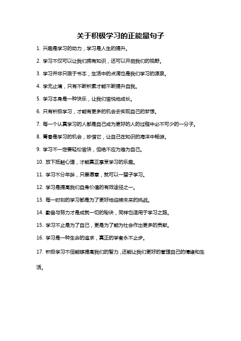 关于积极学习的正能量句子