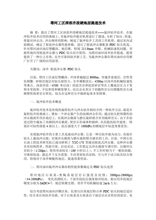 塔河工区深部井段硬地层提速技术