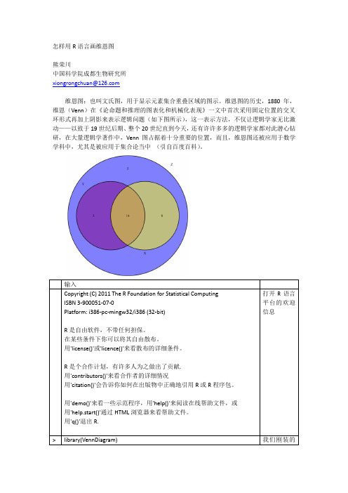 怎样用R语言画维恩图