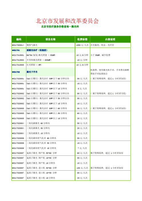 北京发改委激光收费