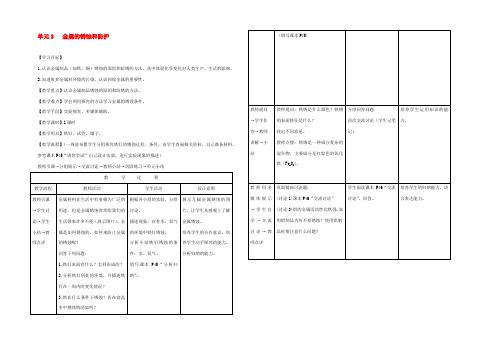 中考化学专题复习 金属的锈蚀与防护 教案湘教版 教案