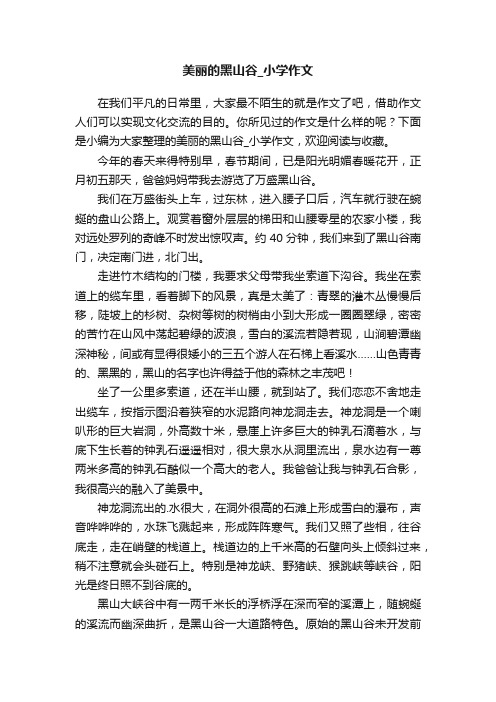 美丽的黑山谷_小学作文