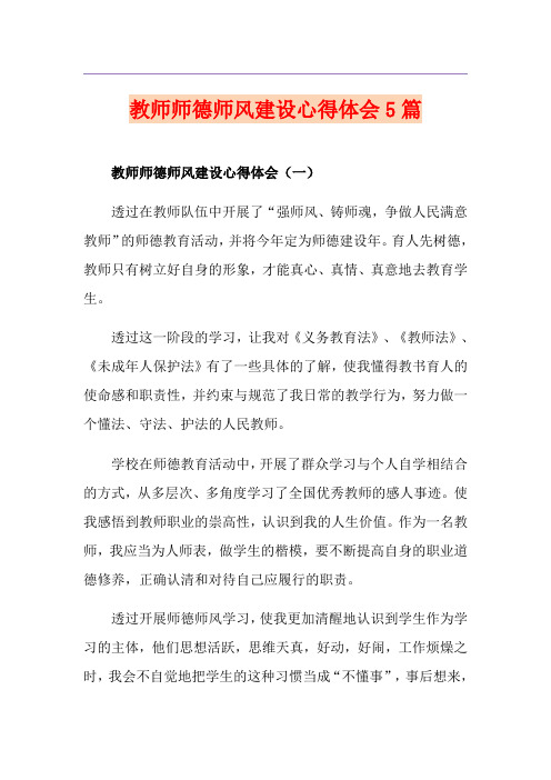 教师师德师风建设心得体会5篇