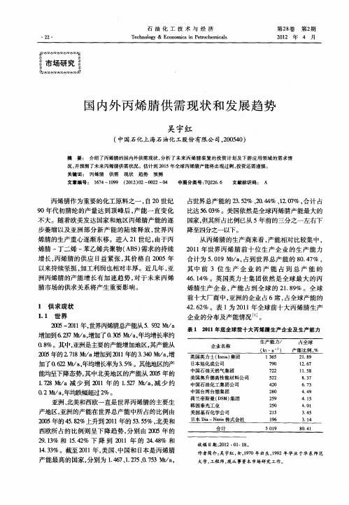 国内外丙烯腈供需现状和发展趋势