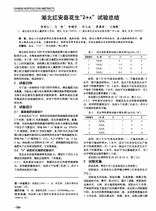 湖北红安县花生“2+x”试验总结