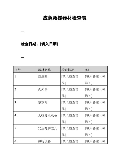 应急救援器材检查表