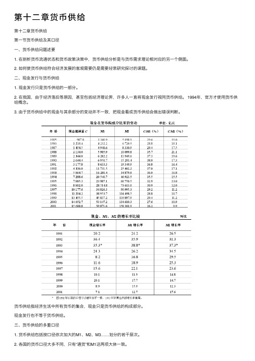 第十二章货币供给