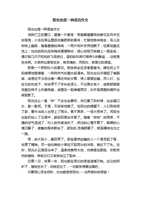 阳光也是一种语言作文