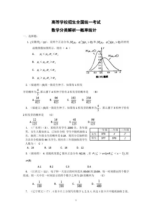 高考数学试题分类汇编