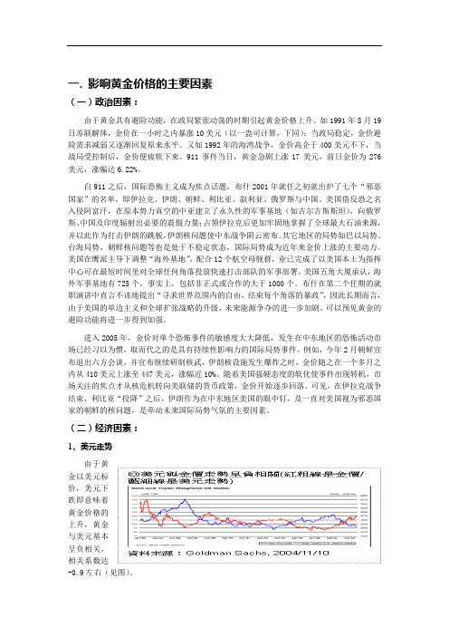 影响黄金价格的主要因素