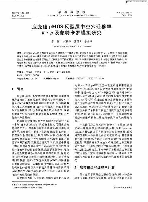 应变硅pMOS反型层中空穴迁移率k·p及蒙特卡罗模拟研究