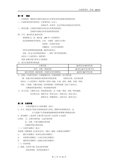 2019年全国高等教育自考【行政管理学】笔记整理