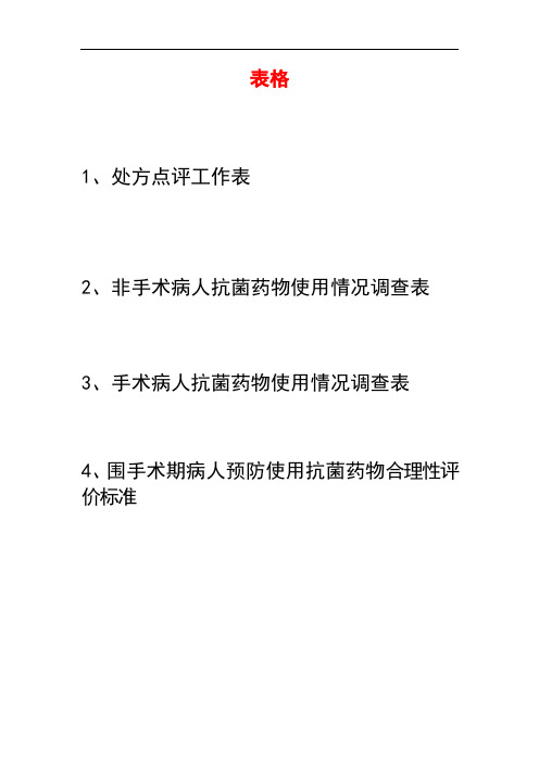 医院处方点评抗菌药物使用情况表格