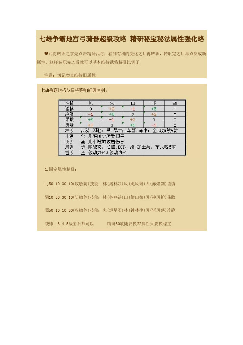 七雄争霸地宫弓骑器超级攻略 精研秘宝秘法属性强化攻略