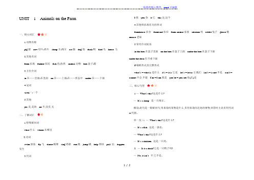 三年级英语下册Unit1AnimalsontheFarm知识梳理冀教版三起