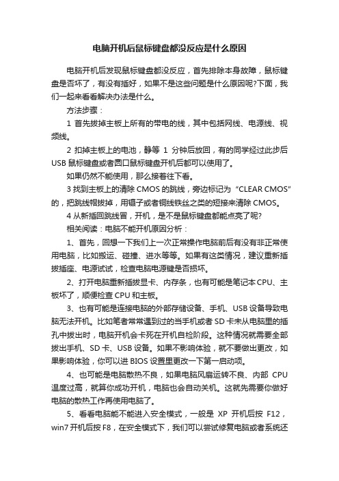 电脑开机后鼠标键盘都没反应是什么原因