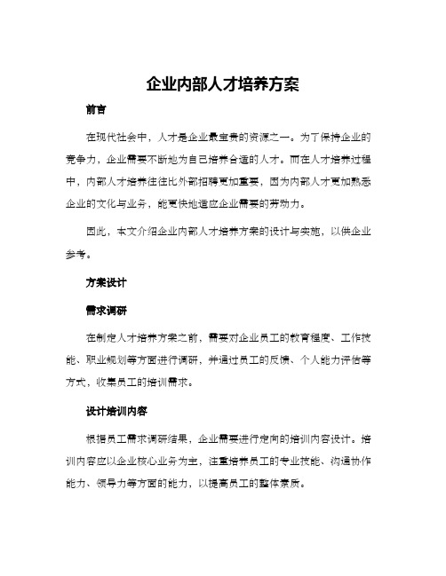 企业内部人才培养方案