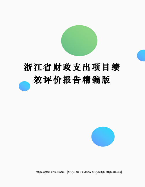 浙江省财政支出项目绩效评价报告精编版