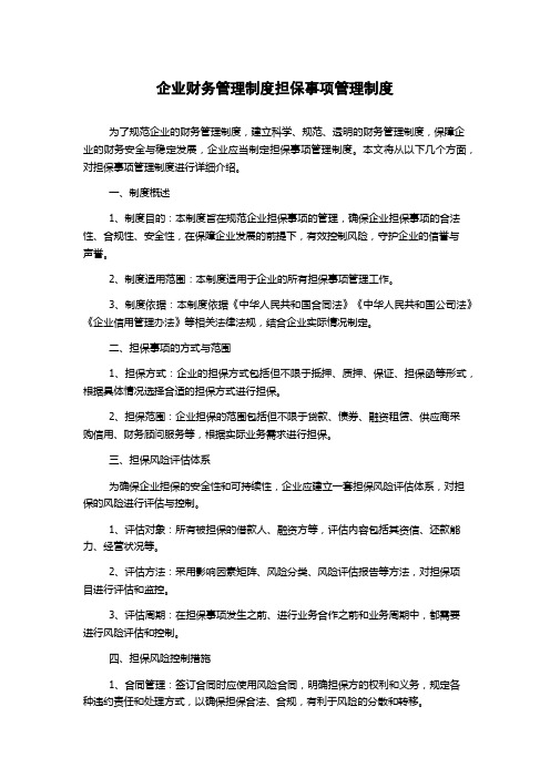 企业财务管理制度担保事项管理制度