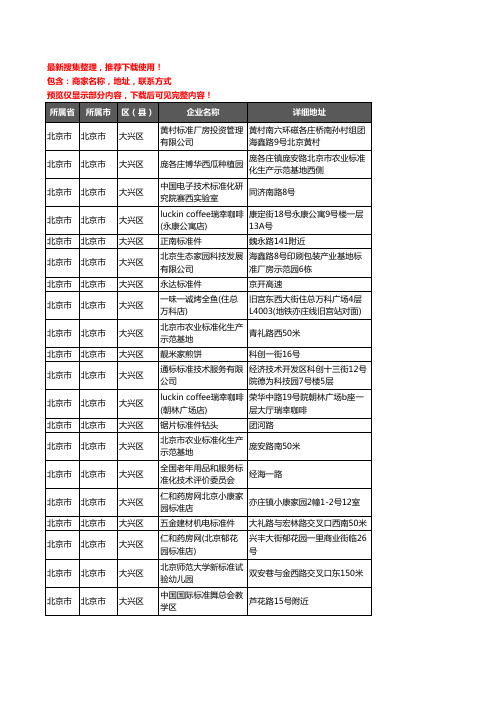 新版北京市北京市大兴区标准件企业公司商家户名录单联系方式地址大全49家