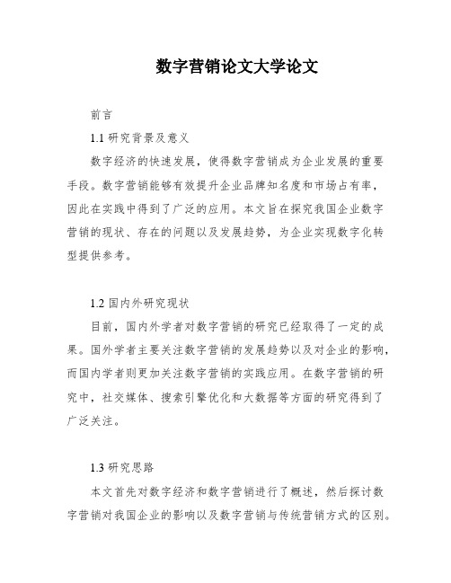 数字营销论文大学论文