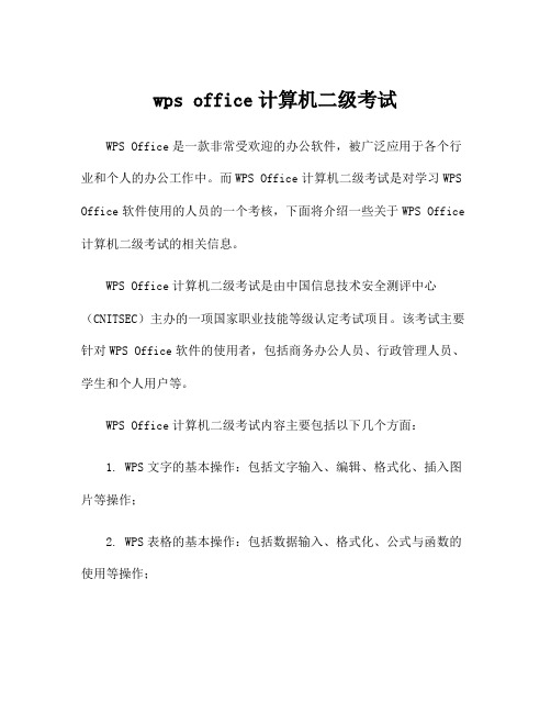 wps office计算机二级考试
