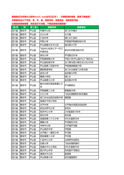 2020新版四川省雅安市芦山县学校工商企业公司商家名录名单黄页联系电话号码地址大全35家