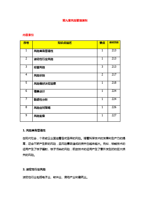 2011版《公司战略与风险管理》第九章风险管理原则