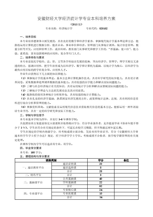 安徽财经大学经济统计学专业本科培养方案-安徽财经大学教务处